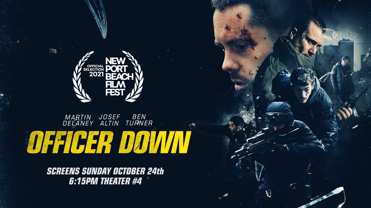OfficerDownFilm's tweet photo. Excited to be hitting the big screen tonight in Newport Beach, California thanks to the @nbff - as part of the appropriately titled "Edge of Your Seat" block! 💥 We hope everyone there enjoys the show! Tickets available at https://t.co/uaIgmfa7Py #NBFF2021 https://t.co/VOzzu91kIm