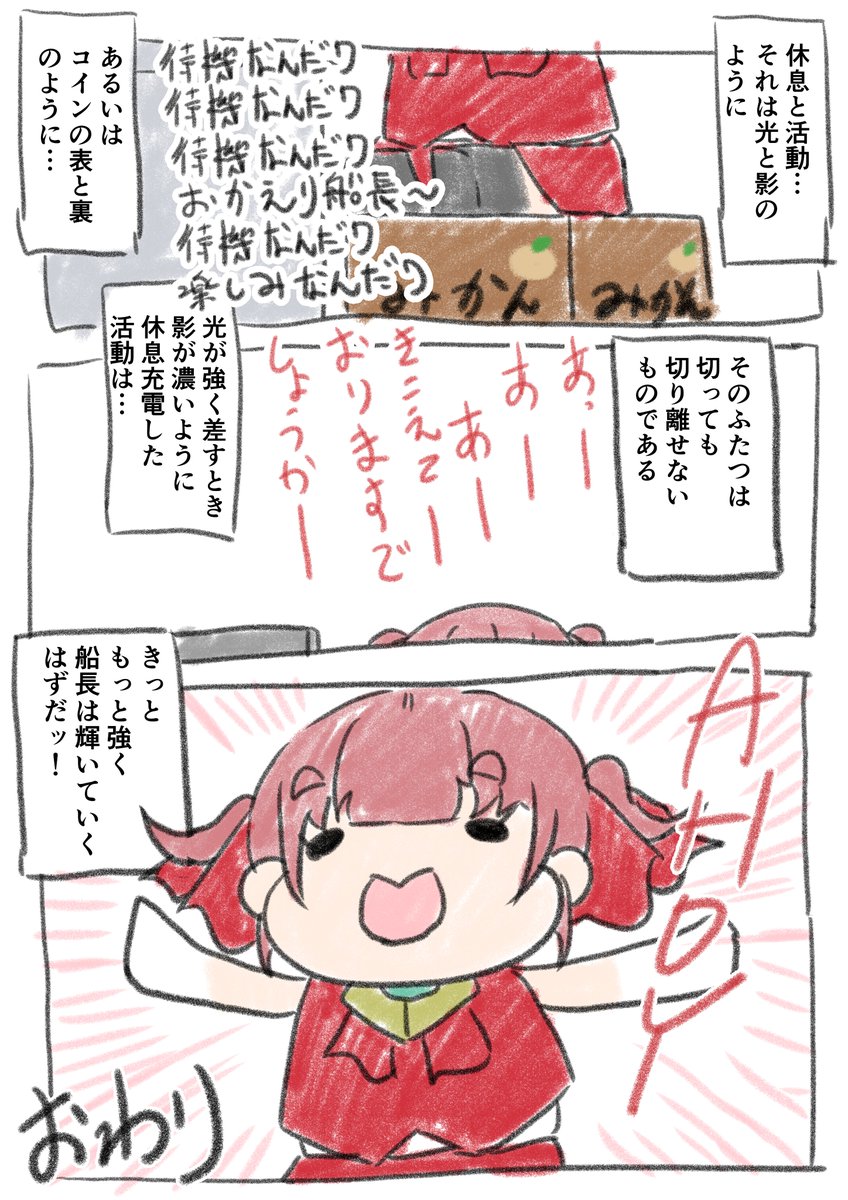 4/4

マリン船長の復活を待ってます!
あと金曜じゃなくてごめんにぇ

#マリンのお宝 #宝鐘マリン 
#ししらーと #獅白ぼたん
#LamyArt #雪花ラミィ 