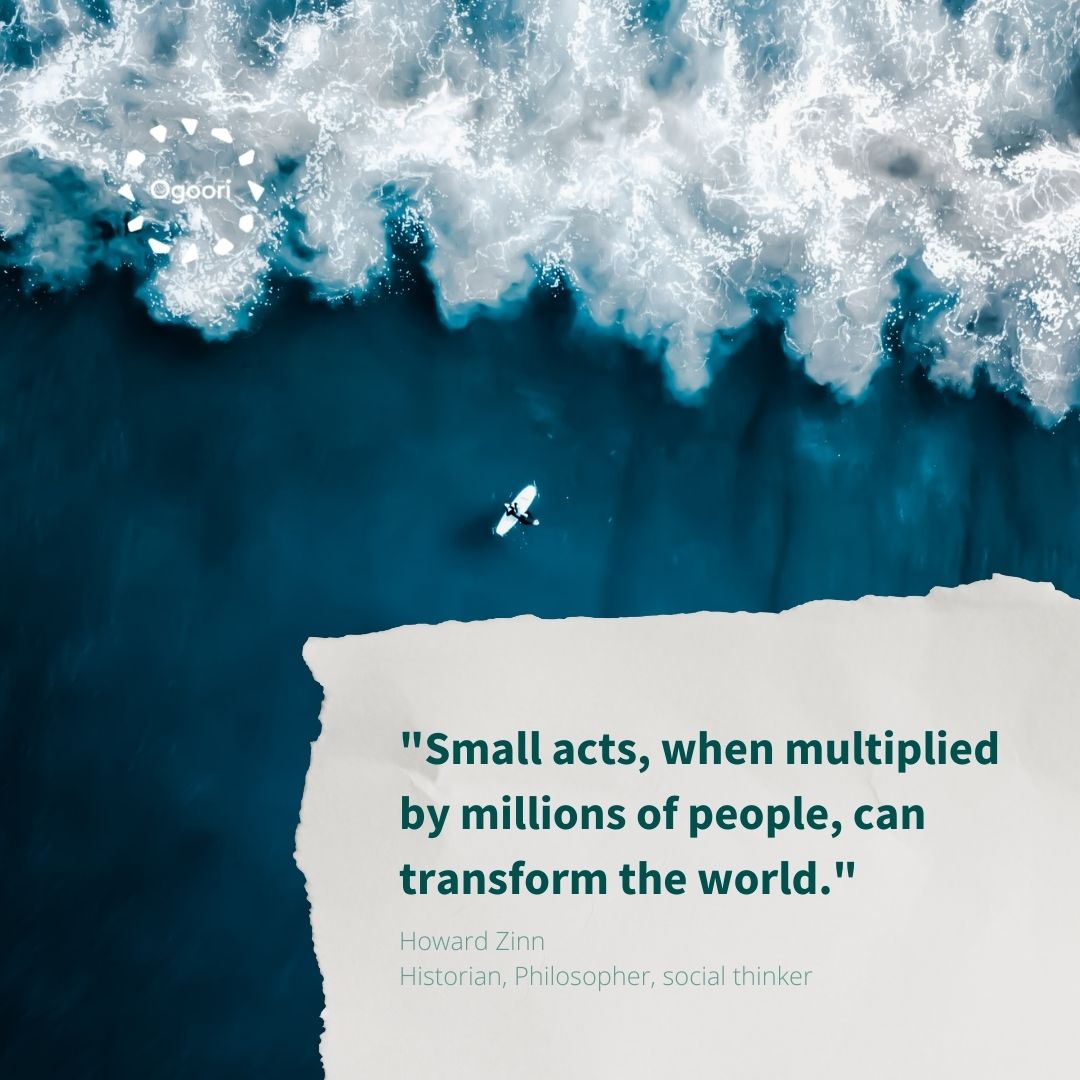 Ogooriloop's tweet photo. “Small acts, when multiplied by millions of people, can transform the world.” - Howard Zinn, a historian, philosopher and social thinker.

Together, we can make a difference.

Tag someone who needs to hear this 💚 https://t.co/Ksm67CBMes