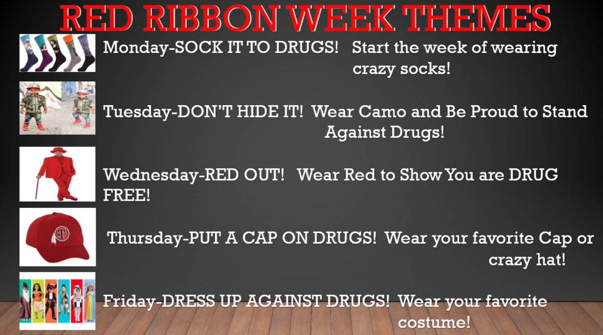 MiddleTeasley's tweet photo. Raiders,
Don’t forget Red Ribbon Week begins on Monday! We can’t wait to see your crazy socks tomorrow!
#TheTeasleyWay https://t.co/Be8v1hT6PP