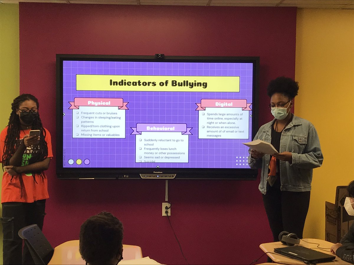 iPrepCounselor's tweet photo. Our HS students @iPrepAcademy sharing the indicators ways of bullying. #nationalbullyingpreventionmonth https://t.co/qPuBeZW35O