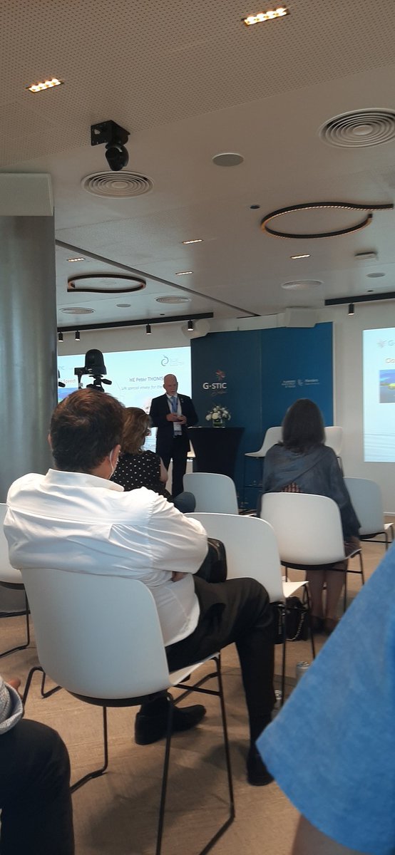 christopherwhit's tweet photo. "The ocean; if we treat it right, it will treat us right." @IEEE_OES @ThomsonFiji Peter Thomson giving closing remarks at the deep dive session on artificial islands at #GSTICDubai https://t.co/3WiiaK6nbN