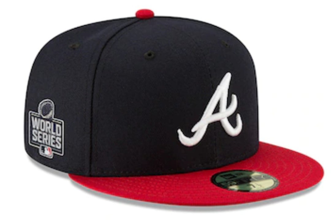 BravesAmerica's tweet photo. Braves hat with a World Series logo, be still my heart. https://t.co/Aj95slQ3Hp