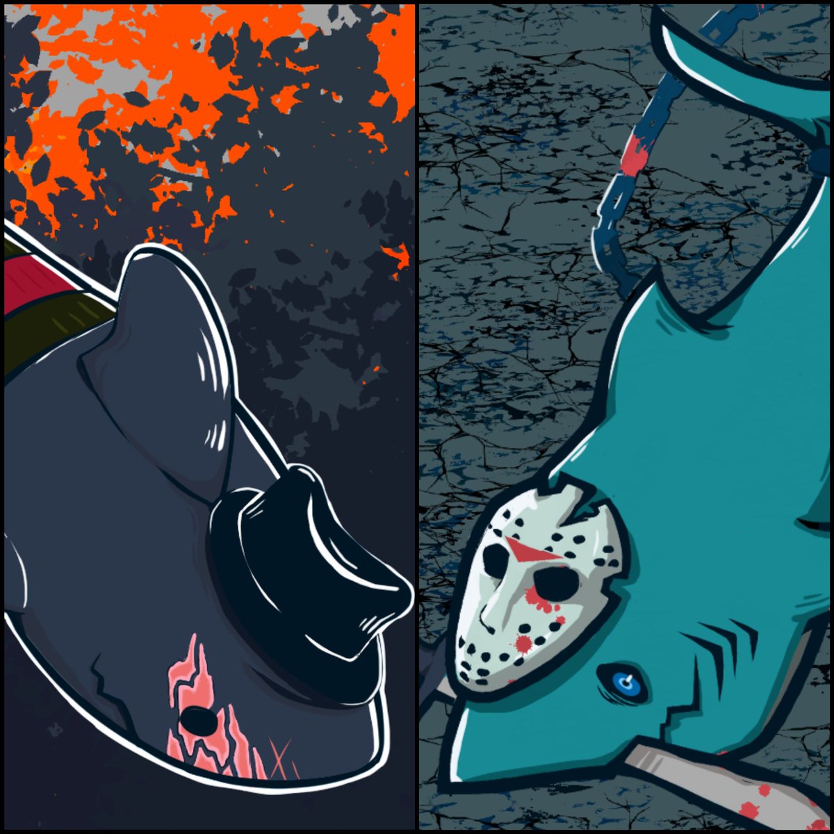 sharkNFTs's tweet photo. Are you Team Freddy or are you Team Jason? #SpookySharks https://t.co/vjKiITFu8N