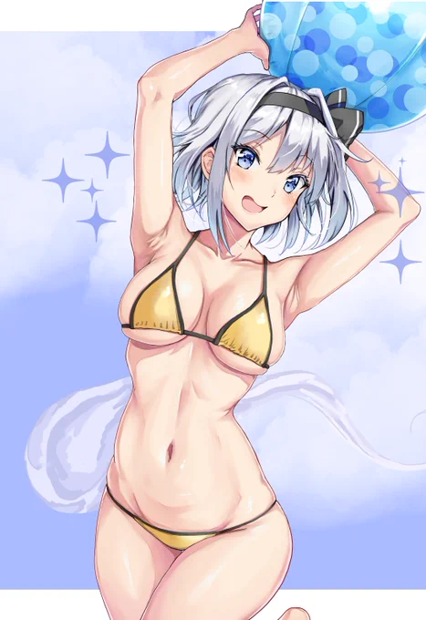 ビーチボールで遊ぶ水着妖夢ちゃん!(再掲) 