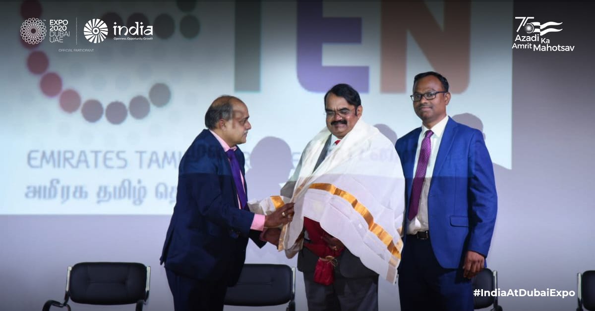 IndiaExpo2020's tweet photo. Glimpses from the felicitation and lamp-lighting ceremony at the session on Opportunities and Scope for Private Industries and Young Entrepreneurs in Indian Space Sector, organised by ETEN at the #IndiaPavilion of @expo2020dubai. 

#IndiaAtDubaiExpo #Expo2020Dubai https://t.co/Wz3jc3M5dX