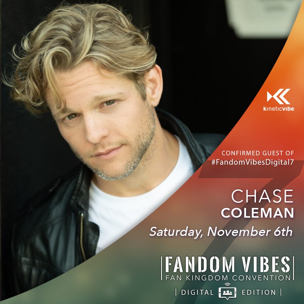 ChaseRColeman's tweet photo. I'm so excited to share that I'll be participating with @kinetic_vibe at #fandomvibesdigital7 on Saturday November 6th! Check out this link for info: https://t.co/MshcOFM8Ws

@FandomVibesCon #RockOn #kineticvibes #fandomvibesdigital #fandomvibes #virtual #convention https://t.co/GV9CeyEYpn