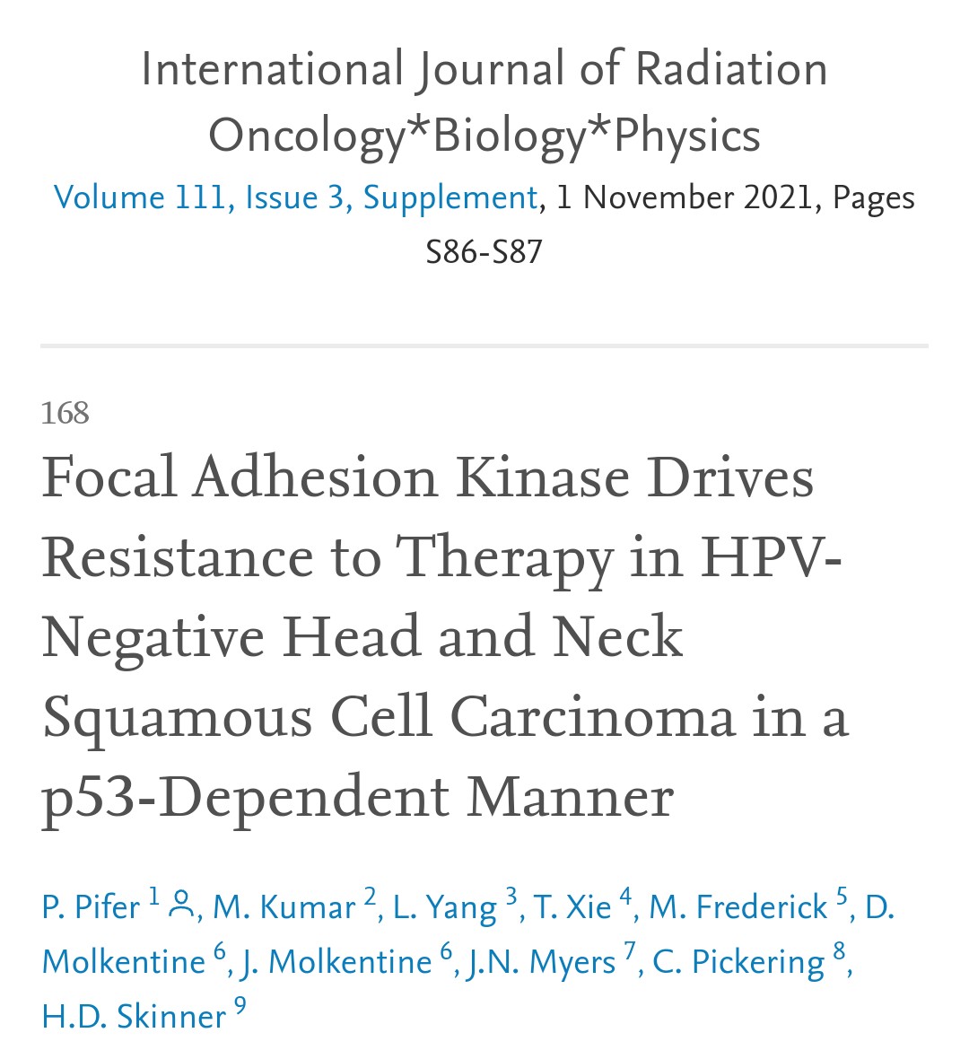 CrozrX's tweet photo. https://t.co/TpswuiysHx
Focal Adhesion Kinase #FAK Drives Resistance to Therapy in HPV-Negative Head and Neck Squamous Cell Carcinoma #HNSCC in a p53-Dependent Manner #TP53m #TP53Wt #FAKi #sensitizer #RT
Hope, @adapthyun @WashURadOnc can expand his clinical study to other cancers https://t.co/XRc2Qoo0Bl