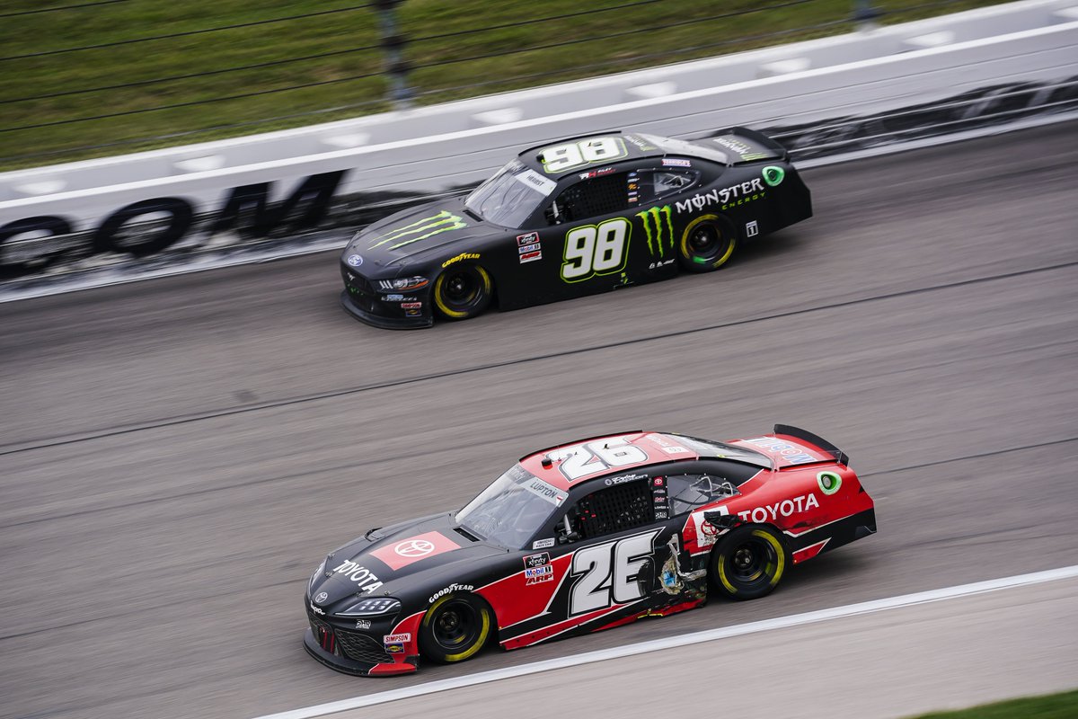 SamHuntRacing's tweet photo. An early charge forward was halted by contact with the outside wall &amp; another competitor, which put us behind the 8ball for the remainder of the #KL300. The team never gave up, repairing the @toyotaracing Supra each pit stop to maximize its speed &amp; performance (cont.) #TeamToyota https://t.co/iGT5Wz5o0k