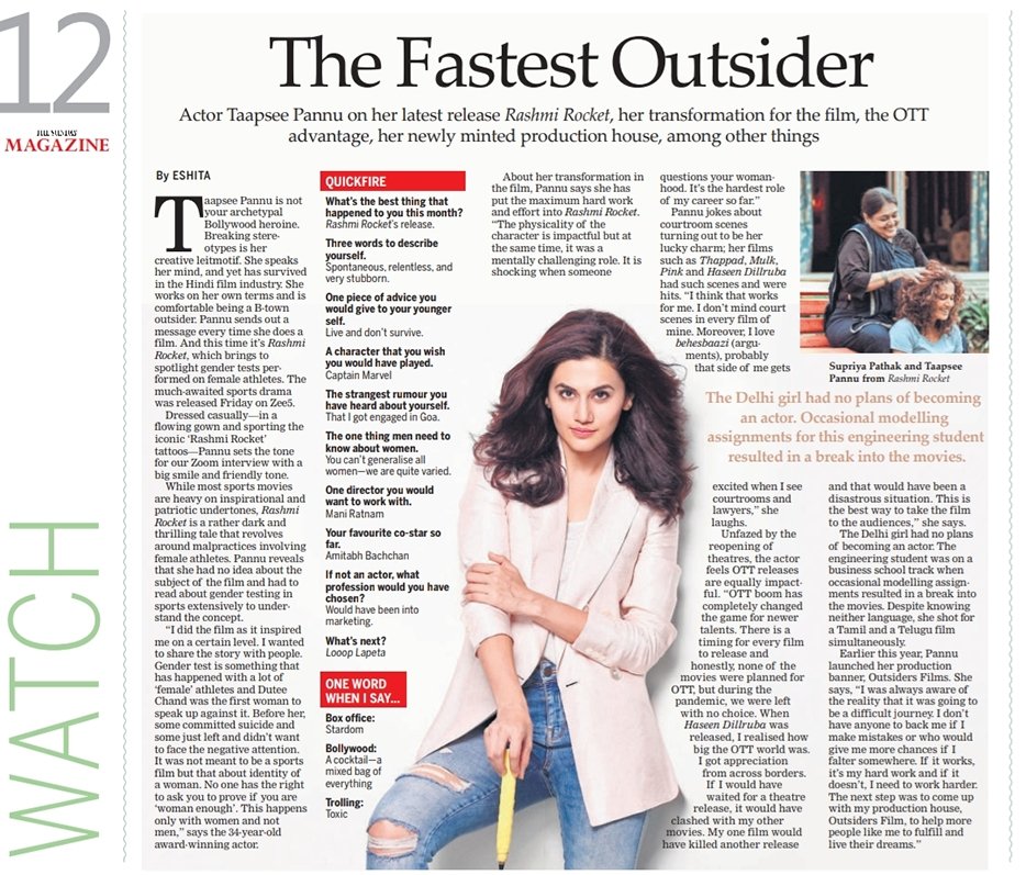 If you haven't already watched, then  #RashmiRocket has to be on your list. What a performance @taapsee 
This #interview was special as I've always loved you as an actor. Uff! You've always made me believe in the character. Way to go! @ZEE5India