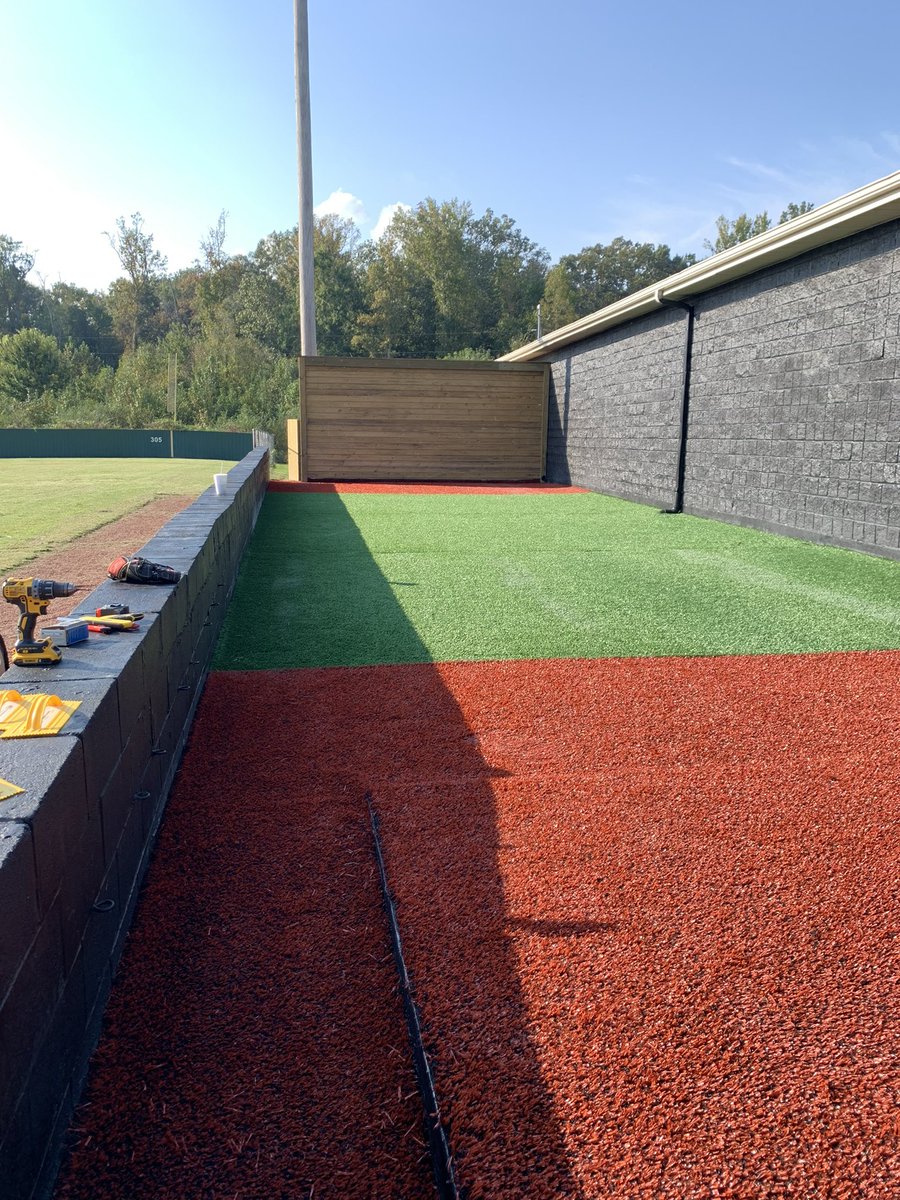 NJBaseball2021's tweet photo. The before and after of what our guys used to call their bullpen vs what they now get to call their bullpen. Thanks to everyone who helped get this done for our guys. Big thanks @kevinsmith4287 for all his hard work and long hours he put in. #projectcomplete https://t.co/7cezOsbqHC