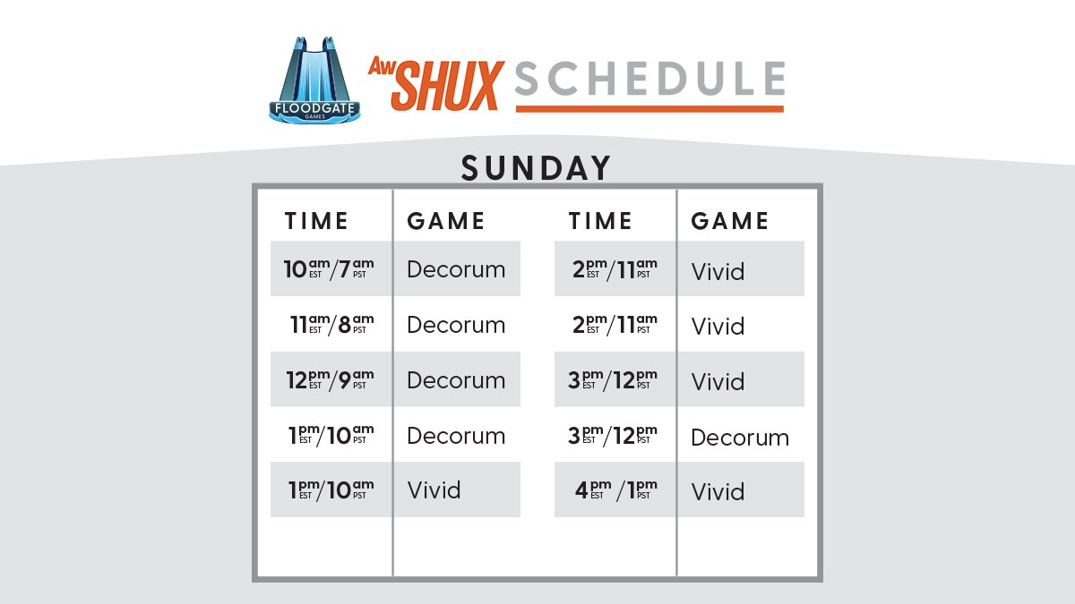 FloodgateGames's tweet photo. We're kicking off the last day of #AwSHUX with more virtual demos of Decorum and Vivid Memories! Just show up and play!
https://t.co/ABcLOerJSn https://t.co/uFM4tHarB7