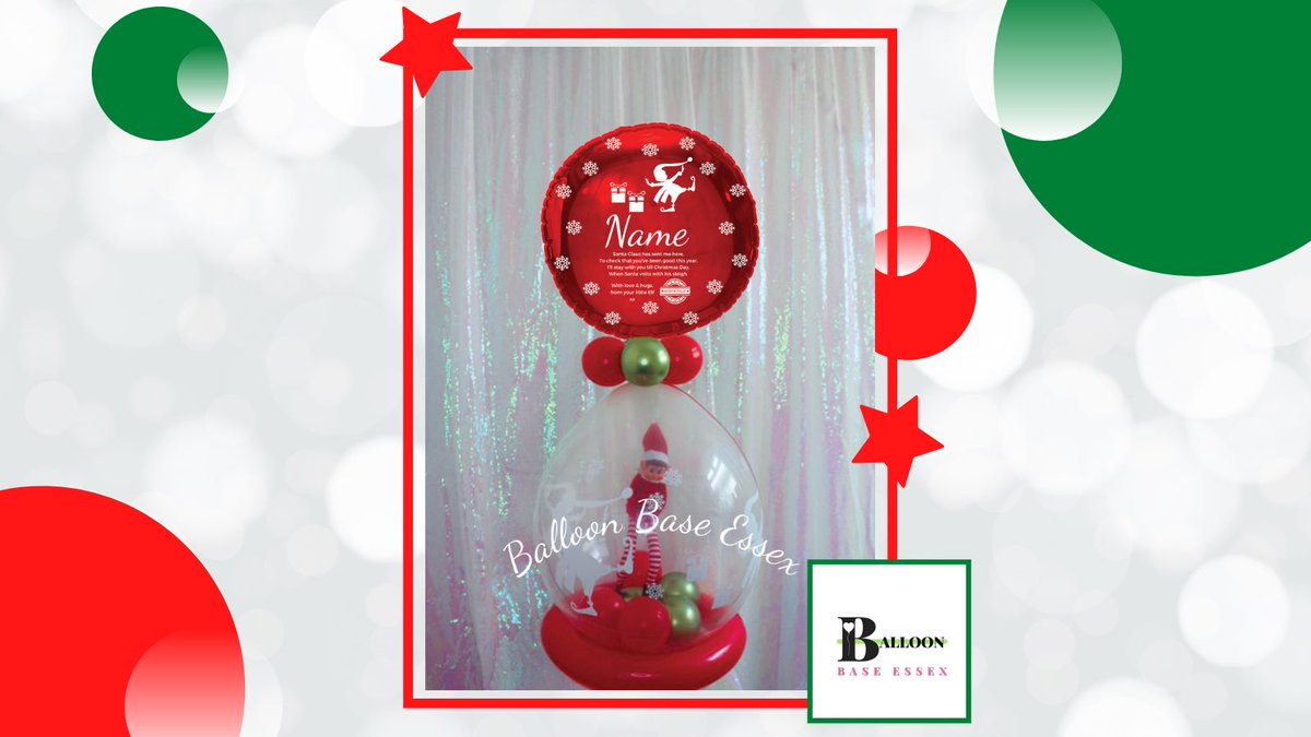 Option 2 
- £23 if you are using your own Elf (inc. personalisation)
- £27 if you wish to purchase one of our 12” Elf toys, subject to availability, (inc. personalisation).

Add a gorgeous, personalised balloon. Featuring an Elf and snowflake design with a message from your Elf.