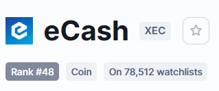 XEC_believer's tweet photo. Another 2,000 is a added in the watchlist after two days. Soon, #XEC #eCash $XEC will be a hot potato and talk of the town. Continue spreading the good news and the good vibes. Encourage them read the XEC's whitepaper and see for themselves how precious this gem is.  @CainBCHA https://t.co/ICiweOR3eg