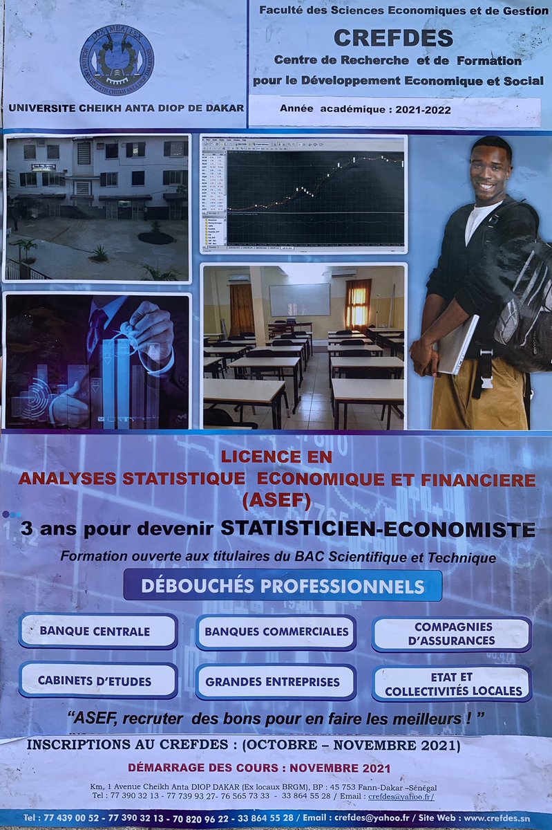 BaXaadim's tweet photo. A propos du #CREFDES/FASEG/@UCAD_Senegal : Centre de Recherche Et de Formation pour le Développement Economique et Social.
#kebetu https://t.co/Zu4A98xWpj
