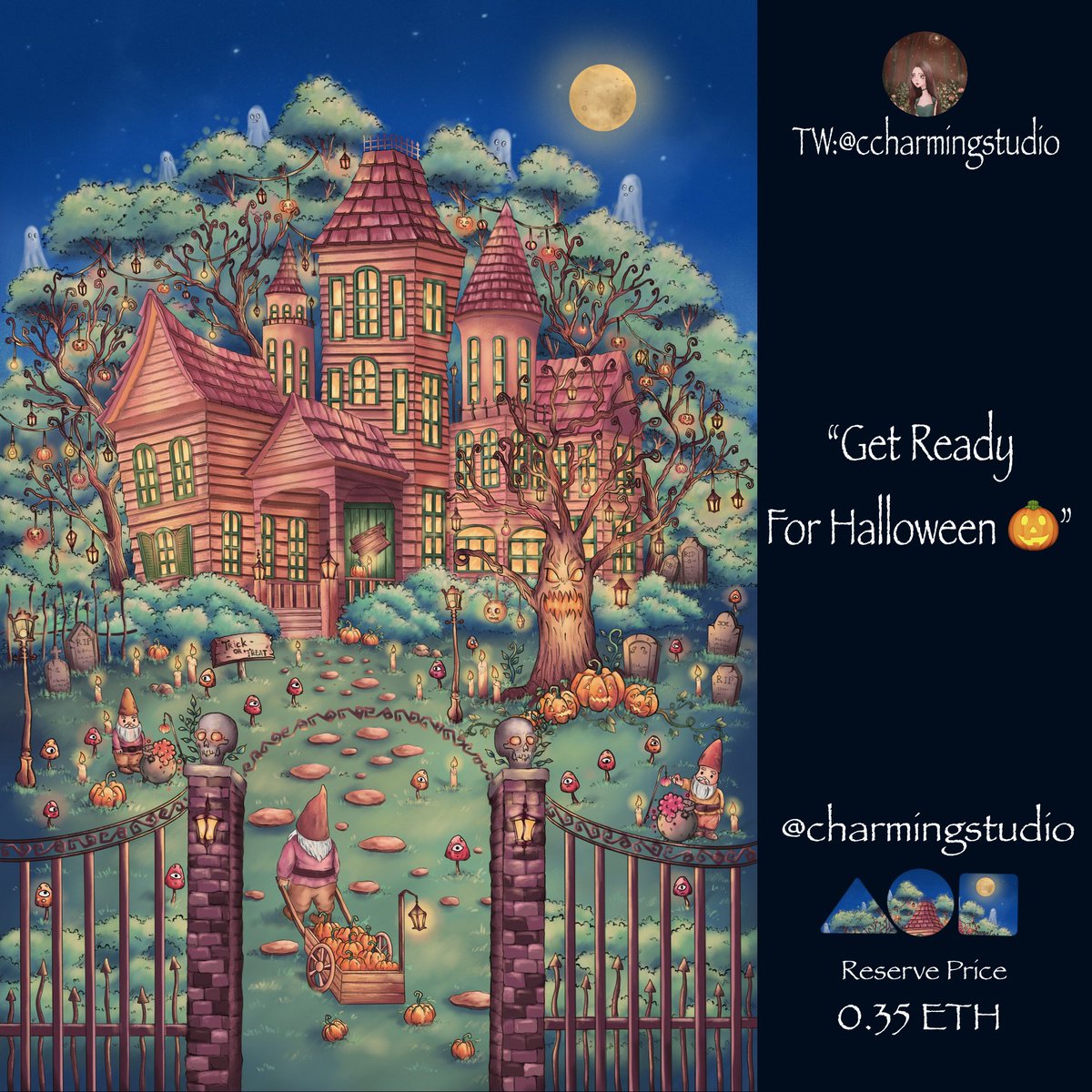 CCharmingStudio's tweet photo. My new drop!The 3rd piece listed🎃@withFND “Get ready for Halloween”👻 Hope you have a happy Halloween 🌕available on foundation https://t.co/J2W2A55Bjg #NFTCommunity #NFTs #nftcollector #cryptoart #NFTasia #NFTartist #nft https://t.co/gs4ndGPM80