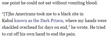 Gritty20202's tweet photo. 545 days of torture in Afghanistan
15 years in Guantnamo Bay
the wrong guy

This is horrifying. https://t.co/KyXj5puevA