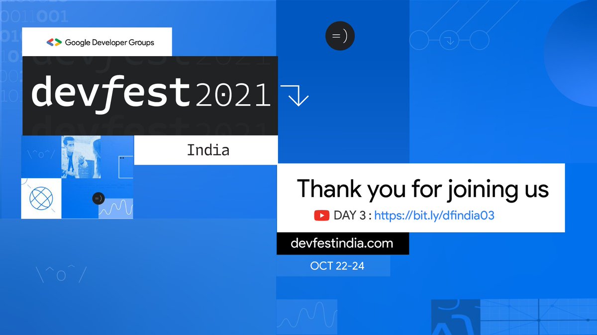 GoogleDevsIN's tweet photo. What an electrifying 3 days we’ve had at @GDGIndia. ⚡️
Thank you for tuning in on all the 3 days of #DevFestIndia. We hope it was everything you’ve been expecting.🙌
What was your favourite session? Tell us in the comments. https://t.co/s9qY5j3aWw