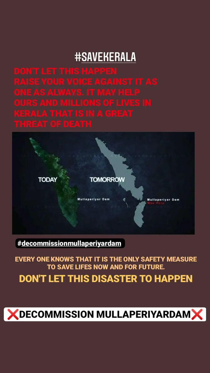 Anandhumohanan0's tweet photo. #decommissionmullaperiyardam #savekerala
We better act now or became a victim @PMOIndia  @vijayanpinarayi It's about India it's about millions of life. There is no other option the longer we wait the more vulnerable it become pls listen to the voice of us. https://t.co/UdrBEwrpEp