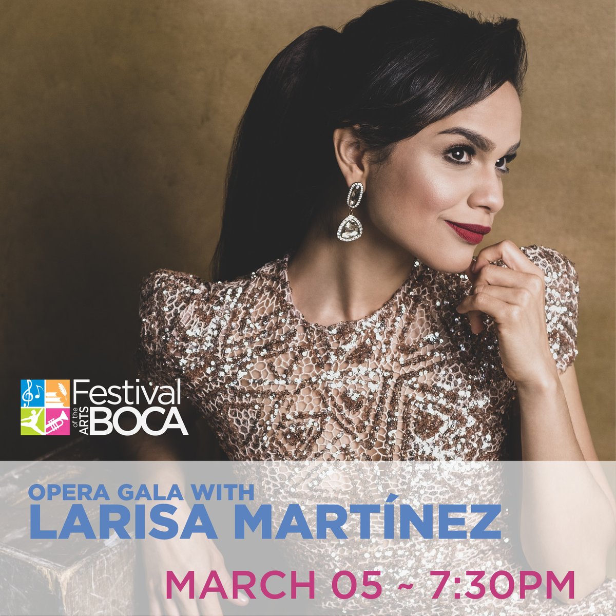 Our second night of the 2022 season we will warmly welcome   superstar soprano Larisa Martínez! It's not like it gets THAT cold in March in Boca, but a rousing Opera Gala is sure to warm up Mizner Park Amphitheater on Saturday night. Tixs on sale day after tomorrow!