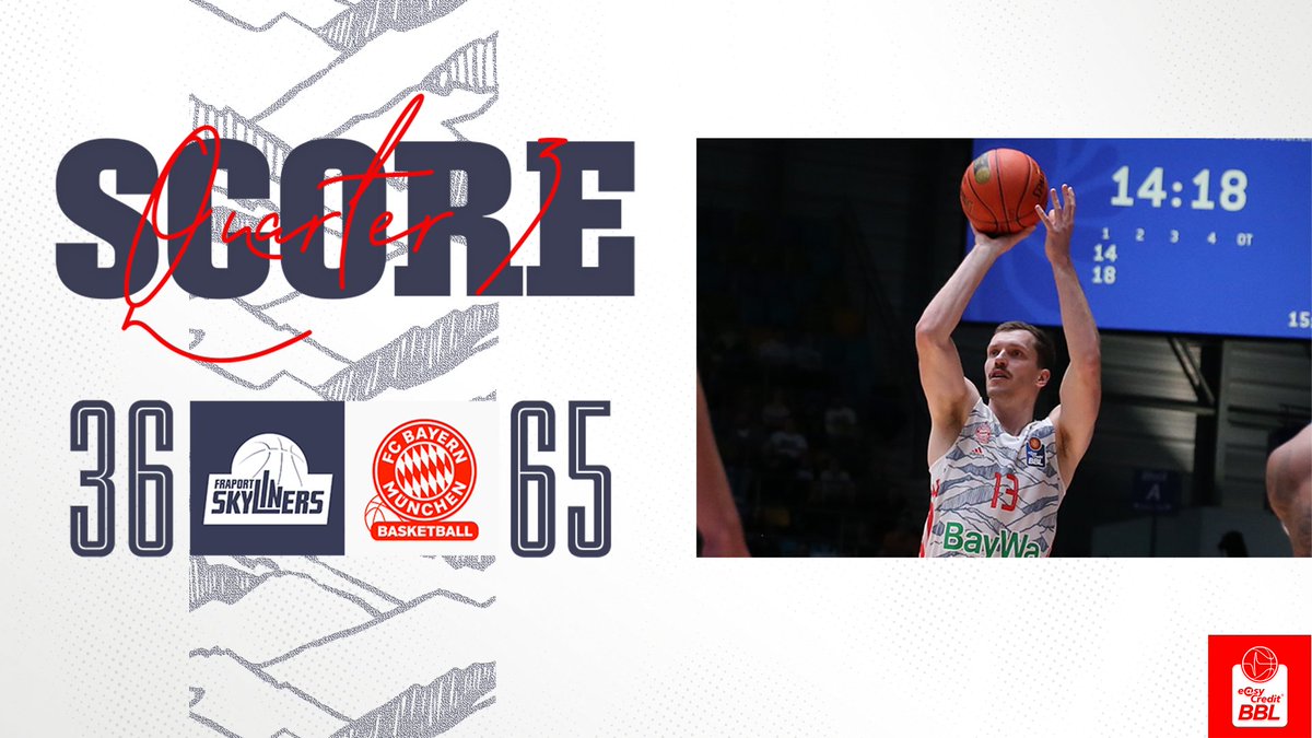 FCBBasketball's tweet photo. Q3 | 36:65 | #FRAFCB

Andi Obst 13 PTS | 3/5 3FG

#FCBB #BBL Foto: #Stickel https://t.co/PAeShlmlyx