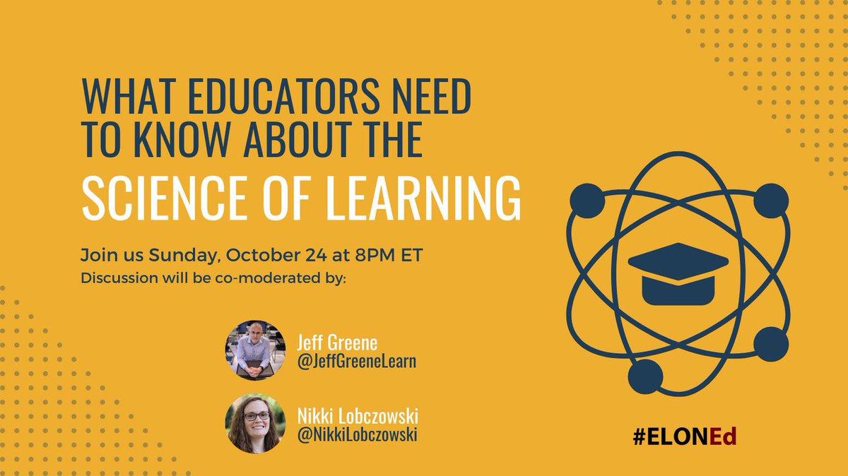 The #ElonEd chat tonight at 8 PM ET is going to be 🔥

Here’s a preview of some question topics:

✔️ Effective ways to study
✔️ Differentiation strategies
✔️ Role of emotions in learning
✔️ Optimizing group work 
✔️ Positive motivational climates

Join us! #NCed #edchat