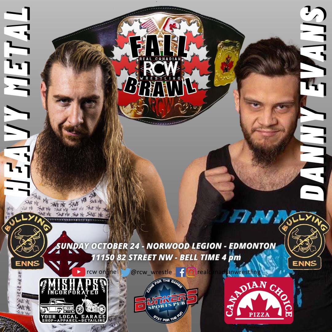 rcw_wrestle's tweet photo. SUNDAY OCTOBER 24th IN EDMONTON!
•
4pm at the Norwood Legion. Get your tickets at https://t.co/BQigj3CXs6 
•
🔥Heavyweight Championship Match: Michael Richard Blais (c) VS Marz the Specialist
🔥Commonwealth Championship Match: Heavy Metal (c) VS Danny Evans 
•
#yeg #wrestling https://t.co/9uC45WCSwZ