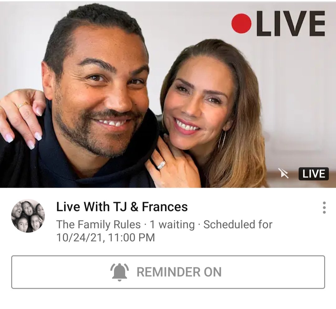 love_tjjackson9's tweet photo. https://t.co/Xtc9qq1jUb Come on everyone!! Don't forget to set your reminders to see the live Q&A of these two best couples on βThe Family Rulesβ YouTube Channel .. Love always!β₯οΈ
@tjjackson @FrancesJackson6 @thefamrules
#tjjackson #francesjackson #youtubechannel #thefamilyrules https://t.co/ZZy3W1k9ED