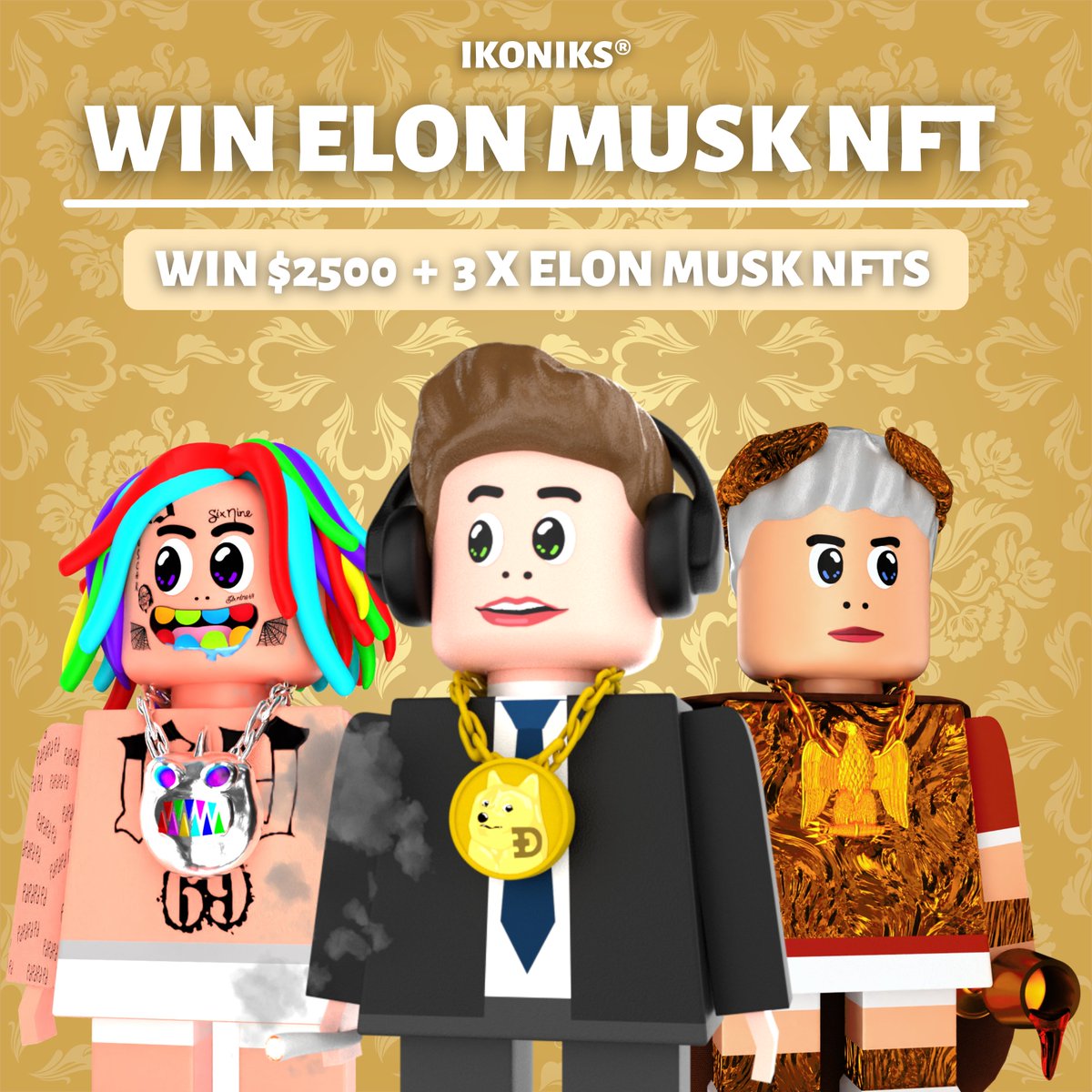 Ikoniksnft's tweet photo. 🚀 WIN ELON MUSK NFTs 🚀

We're giving away $2500 and 3 x Elon Musk NFTs to 3 Lucky Winners!

To Enter: 
1️⃣ Follow @IKONIKSNFT + @August_eth
2️⃣ Like + RT
3️⃣ Join Discord (https://t.co/JpmJho3wCb)
4️⃣ Tag 3 friends on this post

Good Luck 🥂

#NFT #NFTGiveaway #NFTCommunity https://t.co/4gNBswe3DE