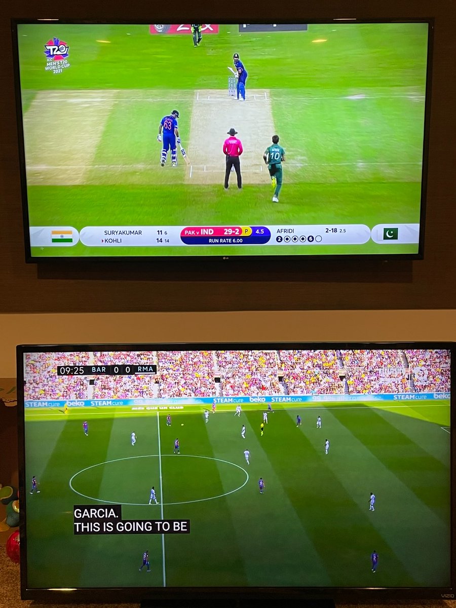shahab06's tweet photo. When both Clasicos are on
#ElClasico
#PakVsIndia https://t.co/w2SFl0Yi7F