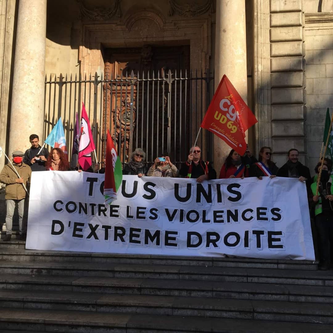 Hier dans la rue à Lyon avec plus de 4000 personnes pour dénoncer les nombreuses violences de l'extrême droite dans notre ville !

80 ans après eux soyons dignes des 27 fusillés de Châteaubriant ✊