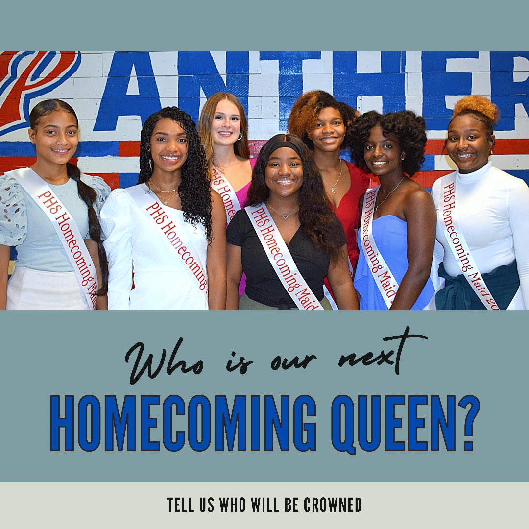 GoulaYearbook's tweet photo. Three of these young ladies are on the Panther yearbook staff. Out of the seven, whom do you think will be named #homecomingQueen this Friday? #Homecoming2021 https://t.co/WzKrxQ4kJs