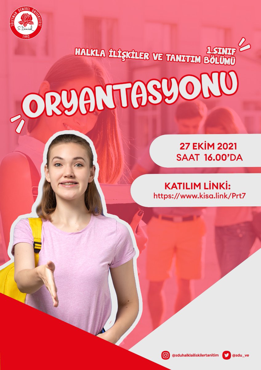 Halkla İlişkiler ve Tanıtım Bölümü 1.sınıf Oryantasyonu 27 Ekim Çarşamba günü saat 16.00'da📢

#iletişimfakültesi #süleymandemirelüniversitesi #ilhamverenüniversite #halklailişkilervetanıtım #oryantasyon