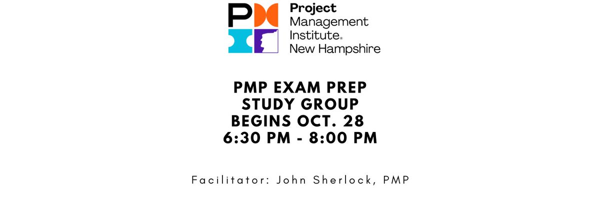 PMI-NH Chapter PMP Study Group begins this week for members only. This is a good reason to join! Register at pmi-nh.org/events/calenda…