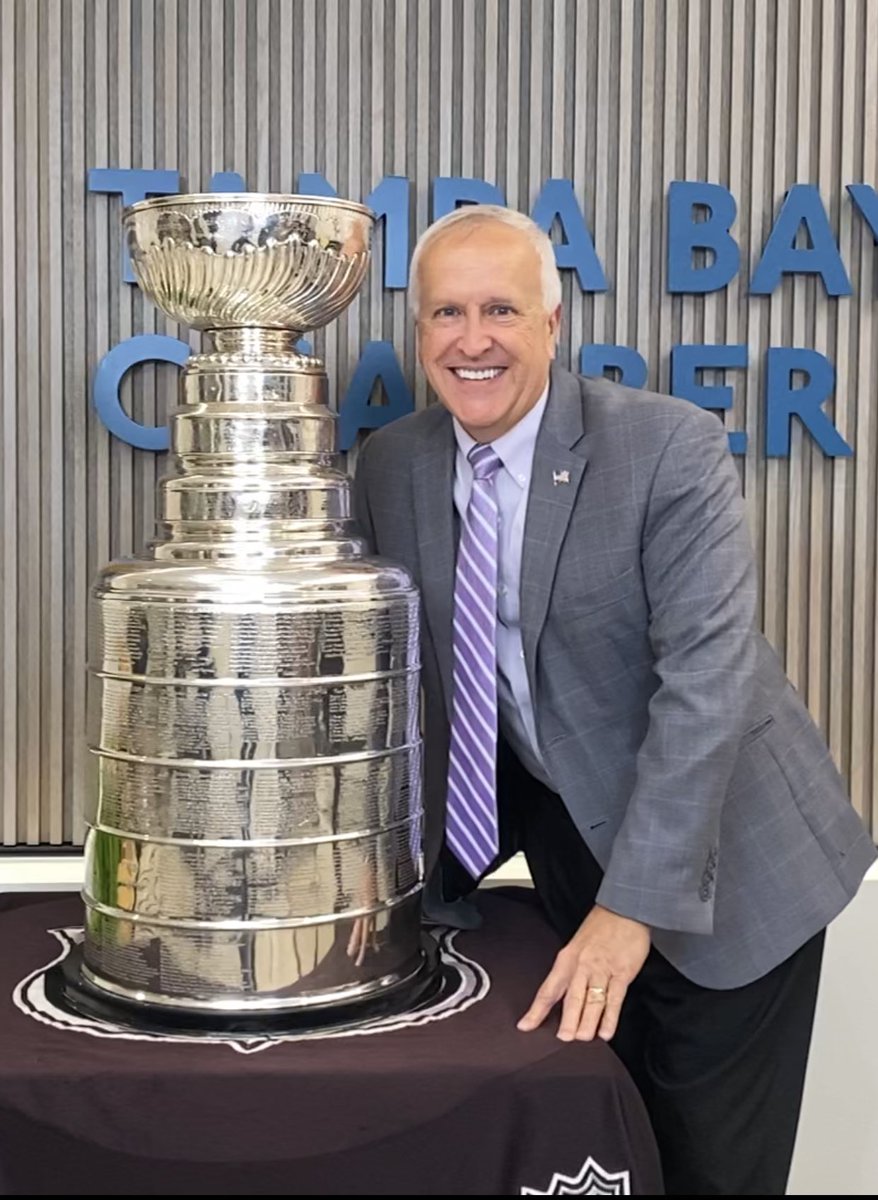 Look who showed up at our Tampa Chamber Executive Committee - #LordStanley! Great to se him enjoying getting a tan for the last two years. #GoBolts #StanleyCup #ChampaBay