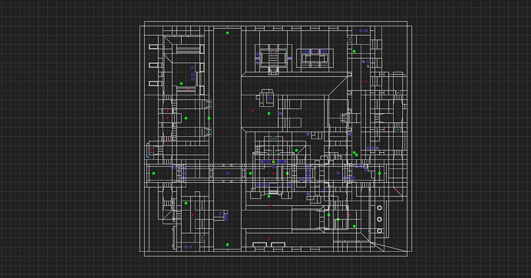 Rebirth (wizq2dm6). Quake 2 deathmatch map. Released in 2015. My entry for the 10th mapping contest at Q2 Café. Inspired by Brutalist architecture. #quake2 #leveldesign #gamedev #idtech2