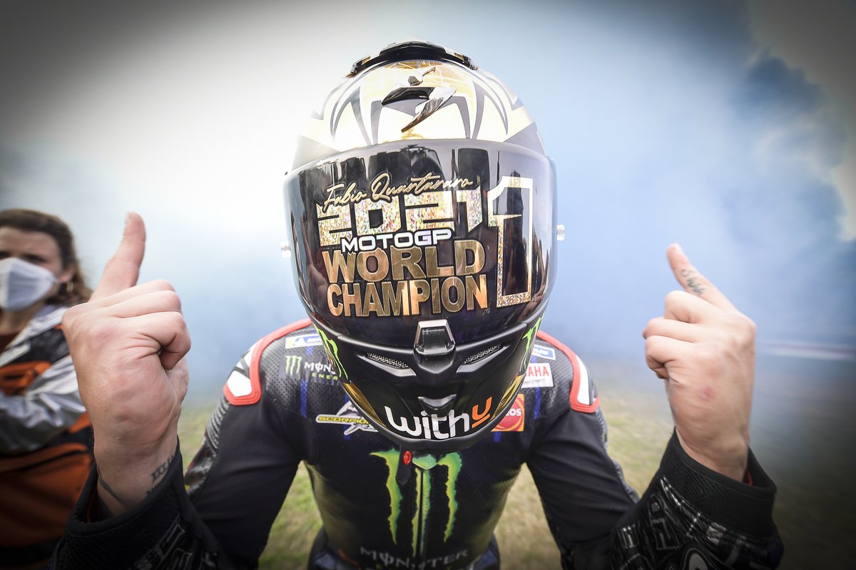MotoGP's tweet photo. A life-long dream achieved 🏆

#ELD1ABLO 😈 https://t.co/MyiijEQya6