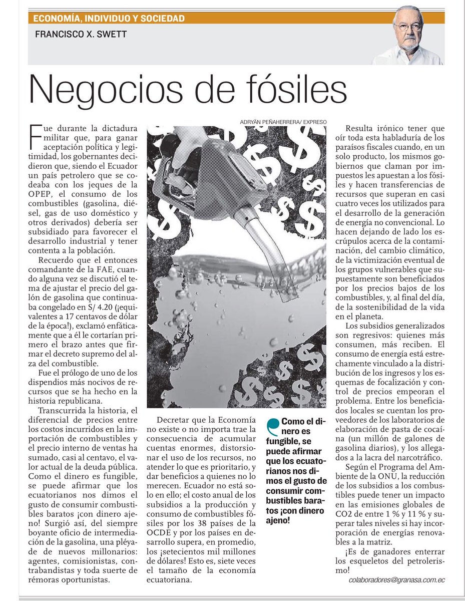 Es, históricamente, el desperdicio más grande de recursos; una cifra equivalente a la deuda pública que fió “la fiesta de la gasolina”con plata ajena. Es dinero que se quemó e hizo al país más desigual y contaminó el ambiente. En economía se llama “costo de oportunidad”!!
