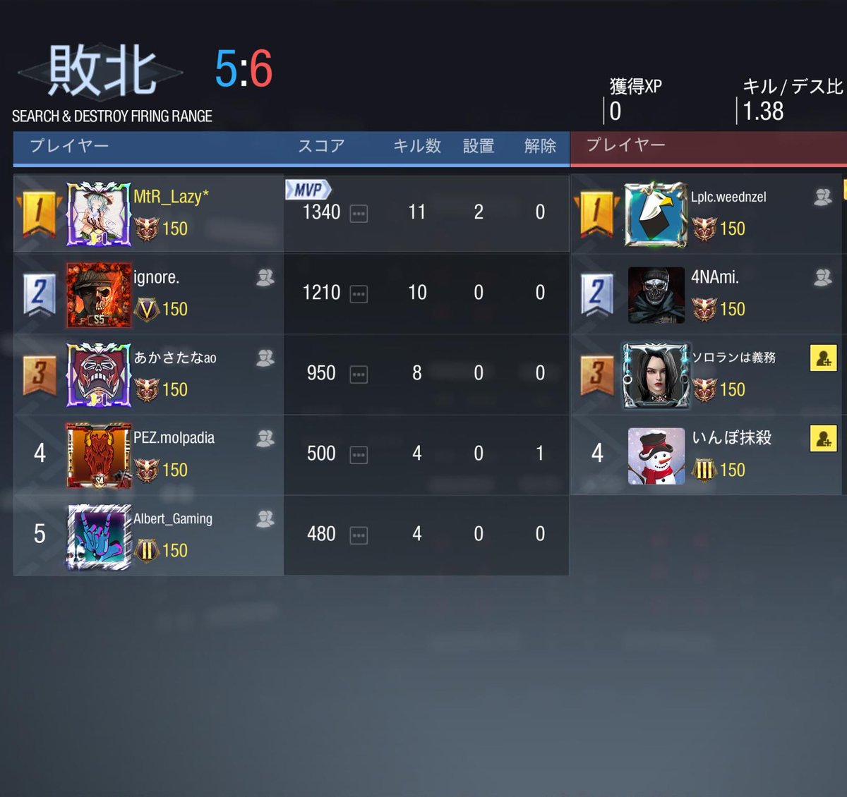 Meteor_codm's tweet photo. 0-4lose
@crabhouse0524 様ありがとうございました！
また機会ありましたらお願いします！ https://t.co/GrU37J7Twe