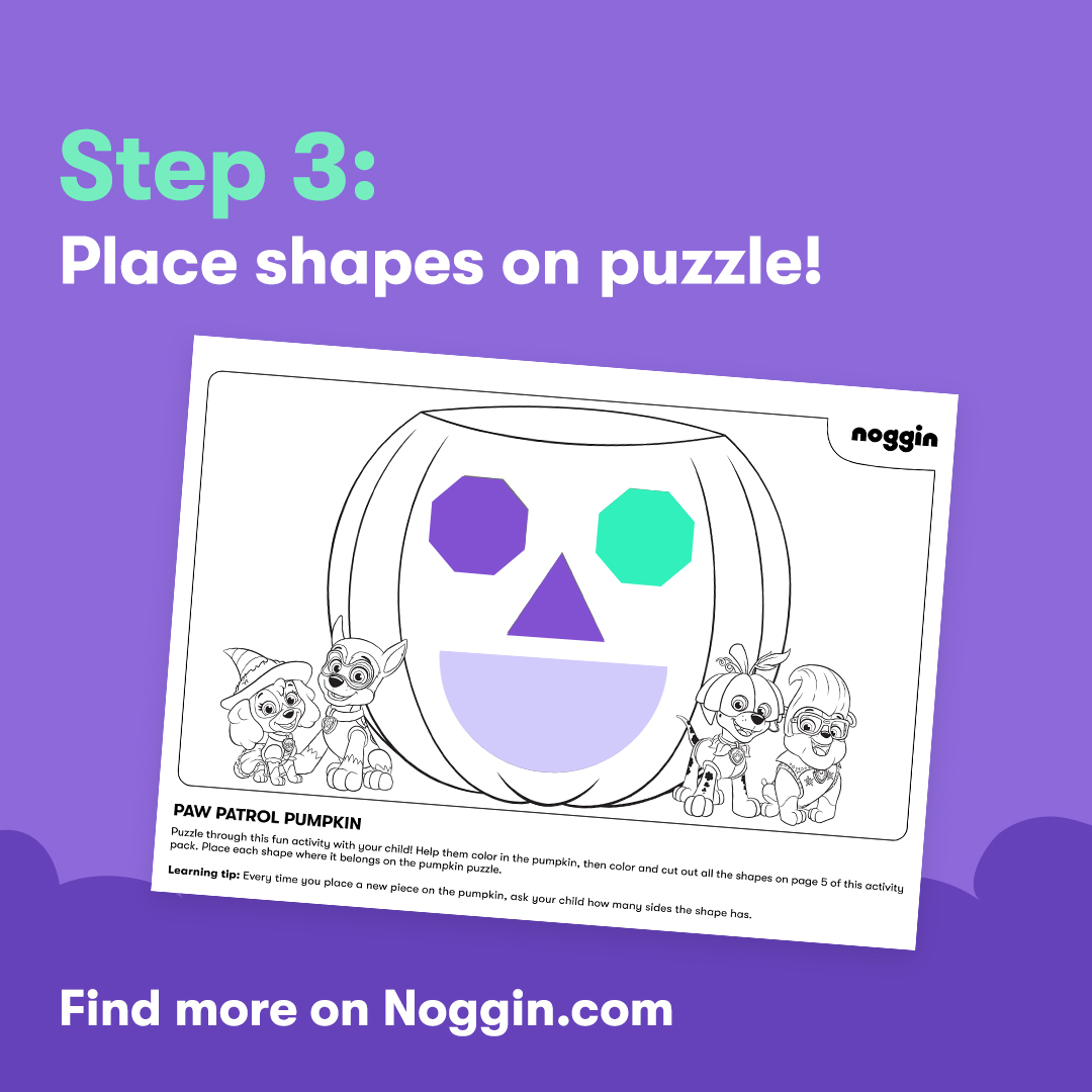 👻We’re celebrating 10 days of #NogginHalloween! Day 3: Puzzle through this fun printable #Halloween activity with your child and learn all about different shapes.