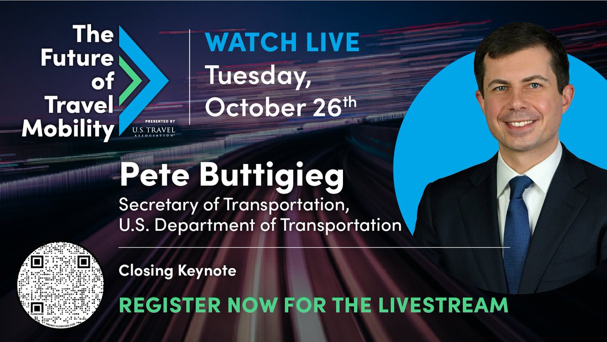 USTravel's tweet photo. 2️⃣ DAYS: Pete Buttigieg, @USDOT Secretary of Transportation, will serve as the #FOTM21 closing keynote speaker, sharing thoughts on central issues impacting travel mobility including sustainability, inclusivity and innovation. https://t.co/Snz6hEdDqf