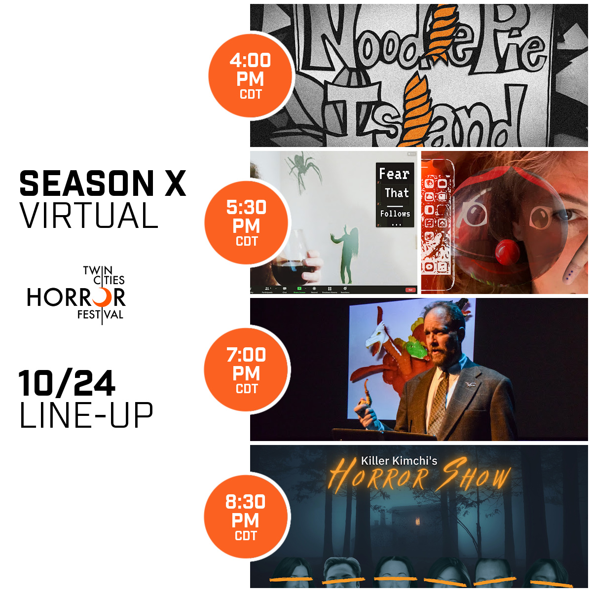 tchorrorfest's tweet photo. Join us for our FINAL night of SEASON X VIRTUAL! Hosted by Lauren Anderson and Nissa Nordland Morgan with special guest appearances by Dangerous Productions, Taj Ruler, Matthew Kessen and more! For more info visit https://t.co/2PgWFxKP0n https://t.co/SINyP2T0q0