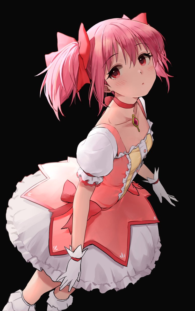 kaname madoka 1girl solo pink hair gloves twintails white gloves white socks  illustration images