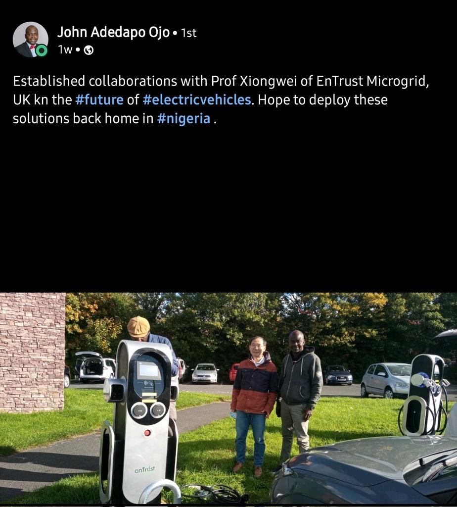 sipicgroup's tweet photo. The future is #ElectricVehicles @dapoojojohn with Prof. Xiongwei of Entrust Microgrid, UK https://t.co/G59Y2vMEBL