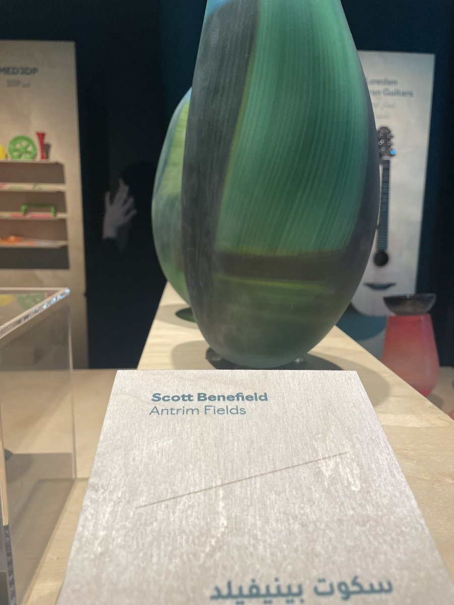 IrelandatExpo's tweet photo. Antrim Fields by @BenefieldGlass is proudly displayed here🇮🇪! This work explores the contemporary applications of glassbowing techniques that originated in #Venice. Typically using elements &amp; patterns that are embedded in the molten glass at the beginning of the blowing process. https://t.co/42qHu9Cnw2