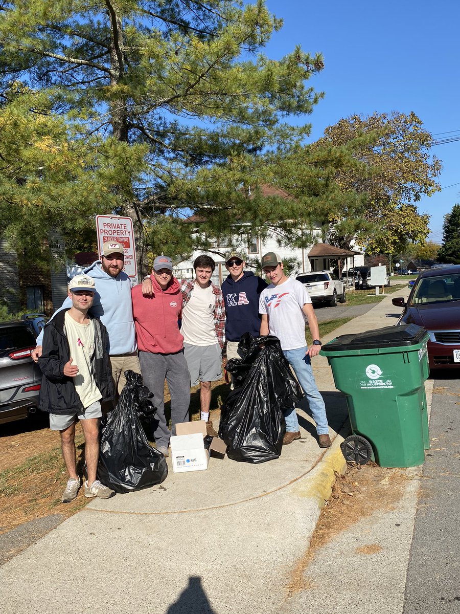 VTIFC's tweet photo. Shout out to all the chapters who came out this week again for another Center St. clean-up! #VTFSL #leadership #UtProsim #KA #KDR #PiLam #PhiPsi #Pike @Blacksburg_Gov https://t.co/Ohg0DOVplr