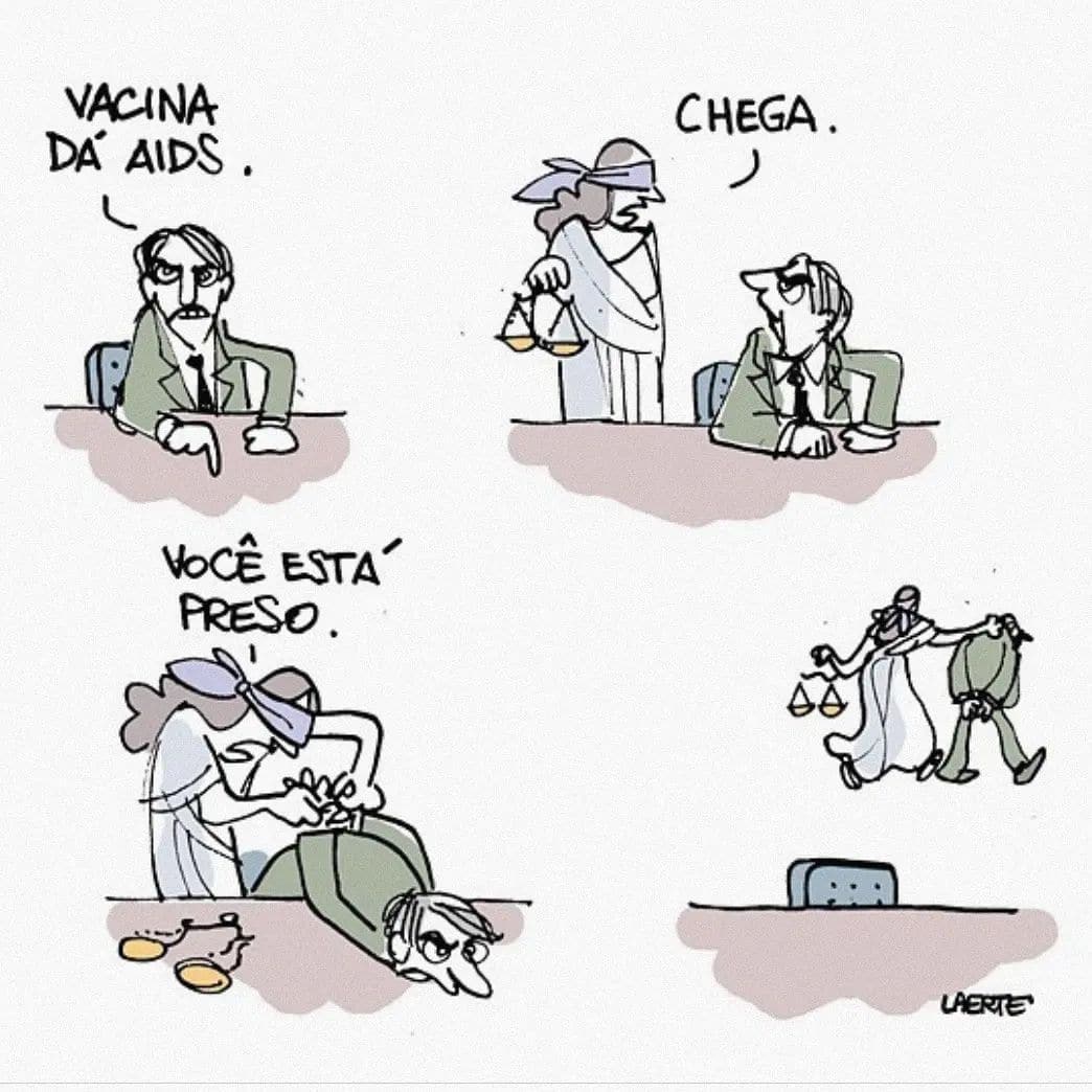 CHEGA!!!! Um chefe de estado vai a público afirmar que a vacina está provocando HIV/AIDS. Chega de impunidade pra Bolsonaro. É crime!
via <a href="/LaerteCoutinho1/">Laerte</a>