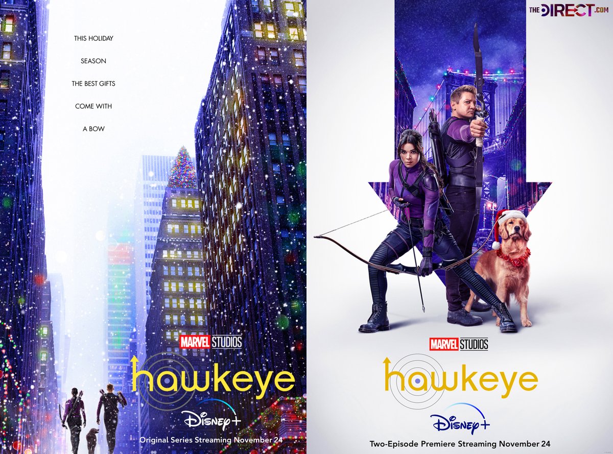 MCU_Direct's tweet photo. "This is some Christmas..."

Here are the first two official posters for the #Hawkeye Disney+ series!

Which one do you prefer? https://t.co/PLIFcmzpcQ