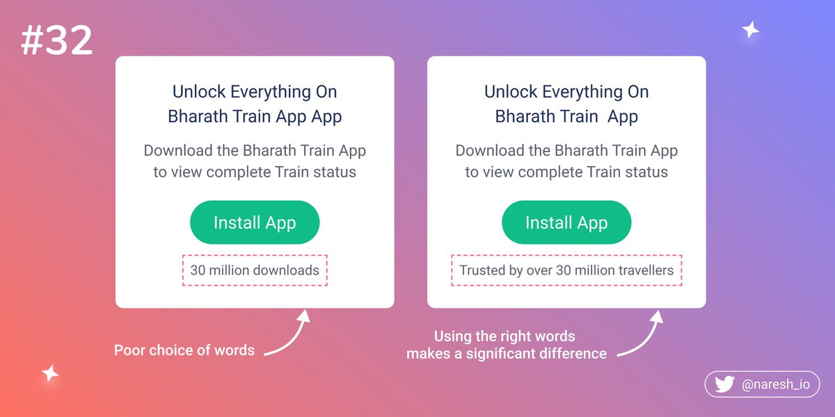 naresh_io's tweet photo. 💡 UI/UX Tip #32

Using the right choice of words makes a significant difference.

#uidesign #UXTips https://t.co/cLU4PQvKKk