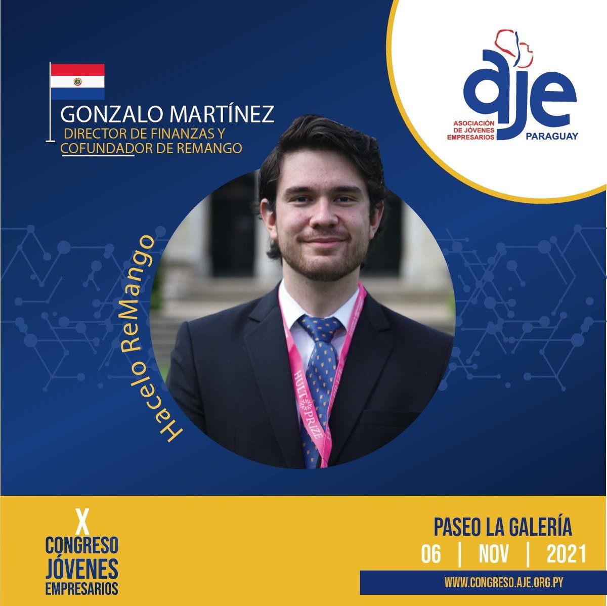 Este sábado 6 de noviembre la  cita es en el Centro de Convenciones del Paseo La Galería, para el #XCongresoAJE2021, donde <a href="/pstagni97/">paolo stagni</a>, <a href="/IRotela/">Nacho</a> y <a href="/gonza_martinezs/">Gonzalo Martinez</a> abordará sobre “Hacelo remango”
👉 Inscribite ya en  aje.org.py 
👉 Más información al (0986) 277 406